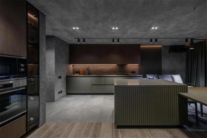 Замша на кухне в интерьере