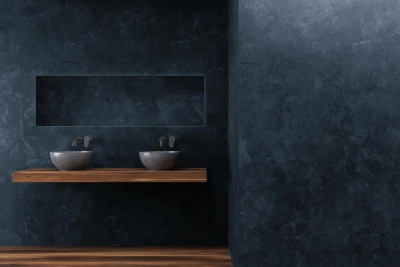 Черная Венецианская штукатурка в ванной