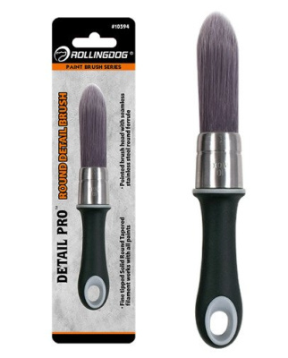 Кисть Rollingdog 10594 DETAIL-PRO — круглая детальная, синтетическая щетина, нержавеющая обойма, блистер