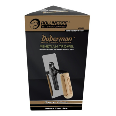 Кельма венецианская Rollingdog DOBERMAN — 20×7,5 см, нерж. сталь 420, фаска, скруглённые углы