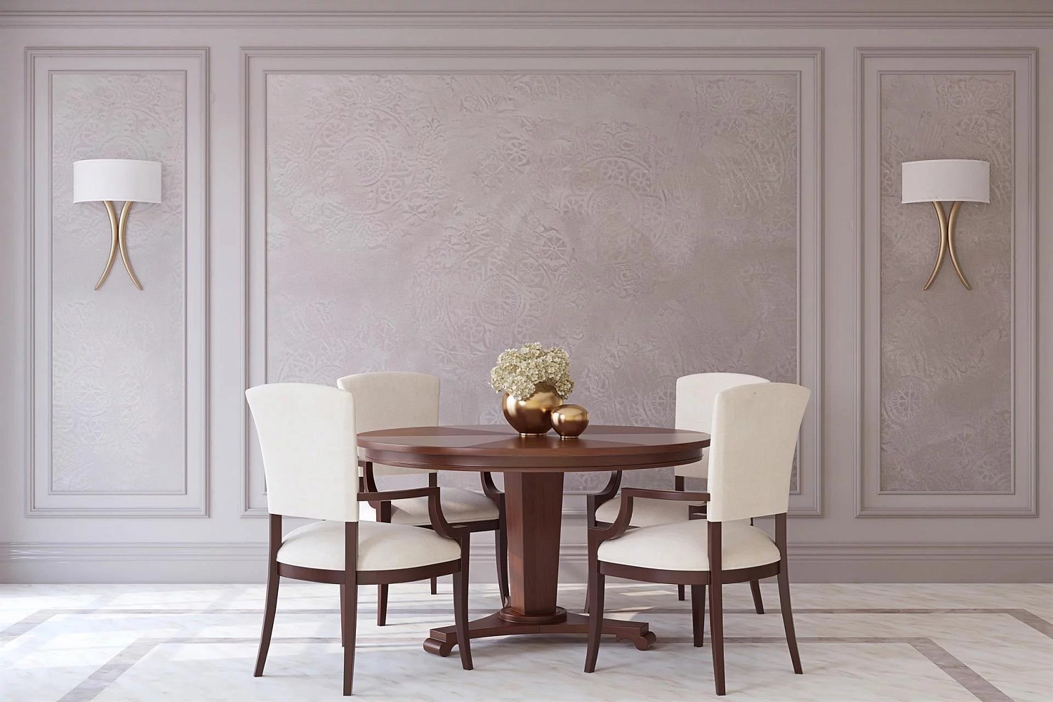 Эффект состаренного велюра на стенах в гостиной