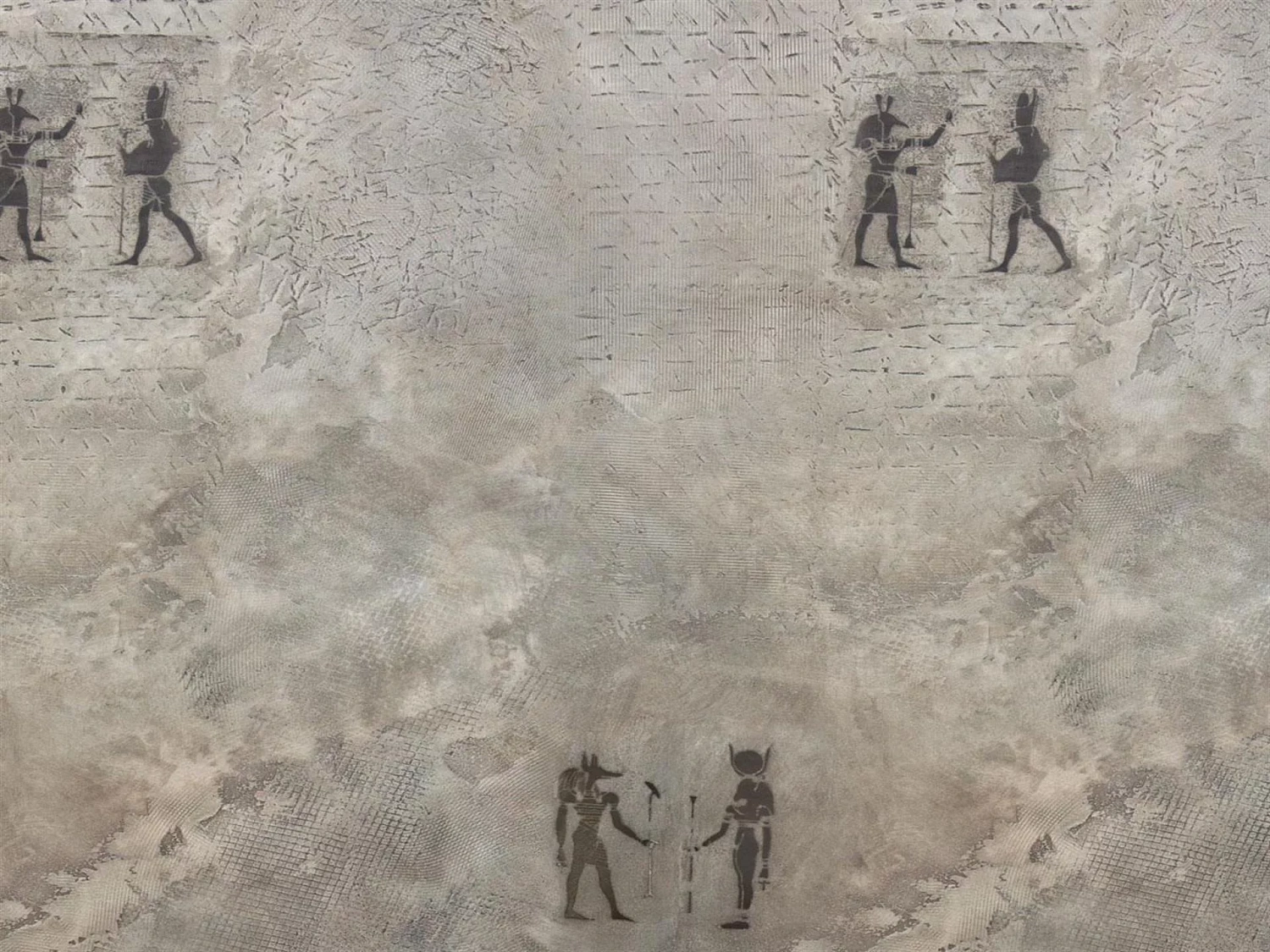 Стены спальни в стиле ArtLoft с античным трафаретным орнаментом