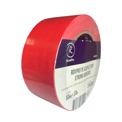 Маскирующая ПЭ лента ROXPRO универсальная, высокая прочность, красная, 50 мм × 33 м