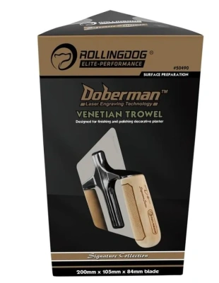 Кельма венецианская Rollingdog DOBERMAN, нерж. сталь 420 — 20×10,5×8,4 см