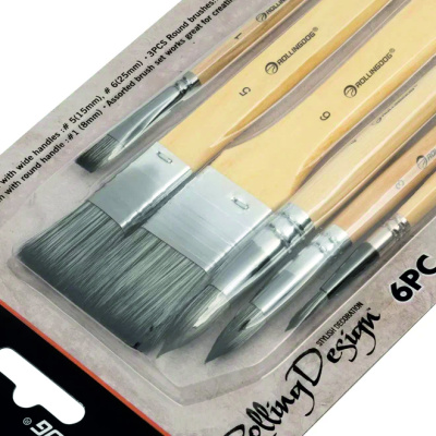 ROLLINGDOG набор кистей для декоративных работ 4/8/8/10/15/25 мм, 6 шт (арт. 81462)