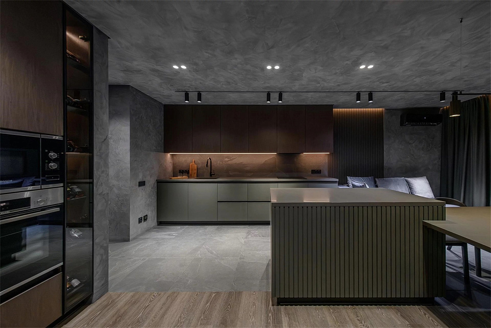 Замшевое декоративное покрытие на кухне